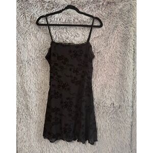 Shein Black Floral Print Mini Dress, Sleeveless, Party, Evening, Cocktail